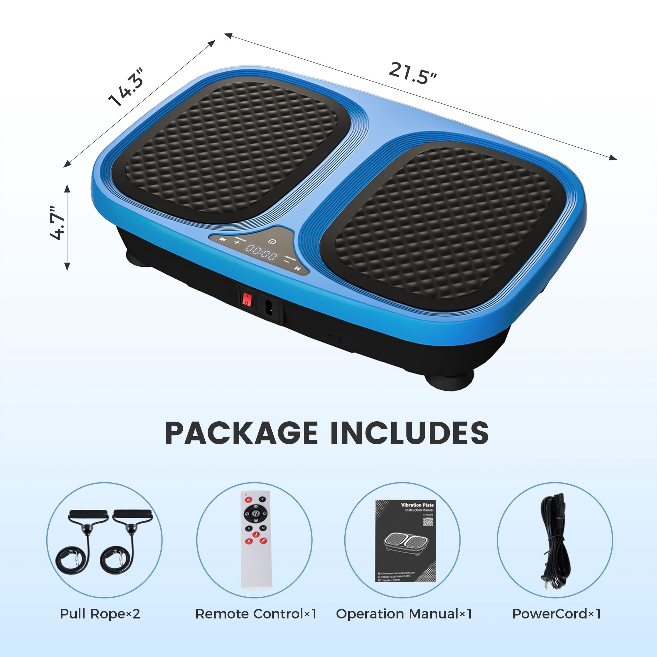 EDX Vibration Plate Exercise Machine Whole Body Workout Fitness Platform for Home Gym, Weight Loss, Toning & Wellness， Blue