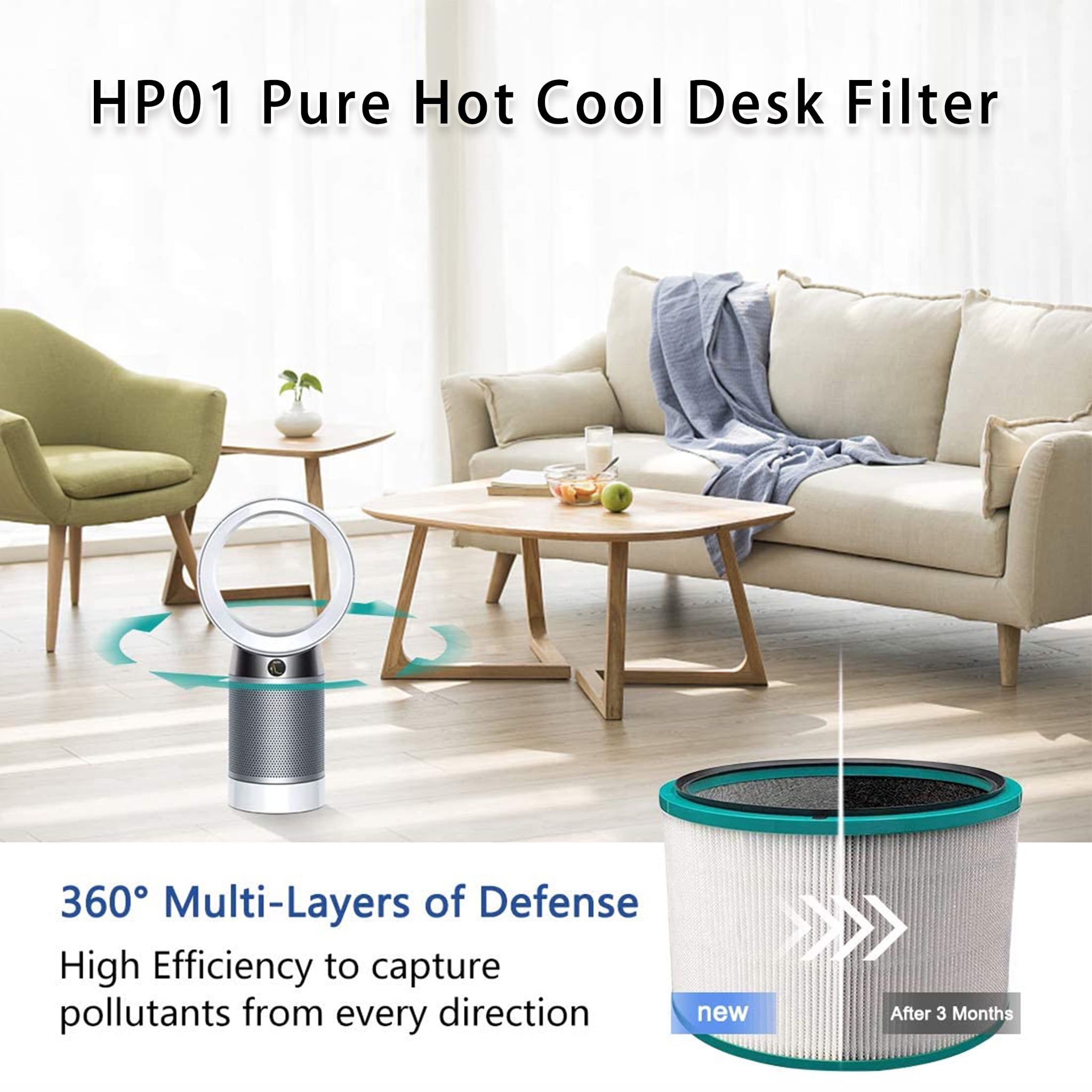 Waterlongma Purifier HEPA Filter HP01 for DP01 DP03 Pure Hot Cool Link Air Cleaner Part 96812503