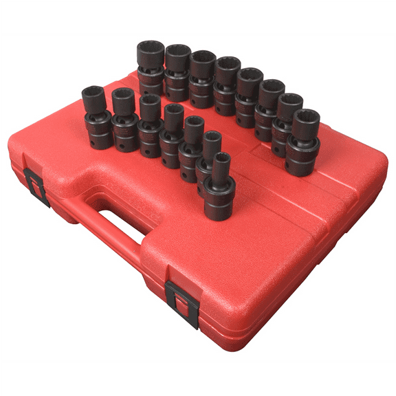 Sunex 2855 15 Piece 1/2" Drive 12 Point Metric Universal Impact Socket Set