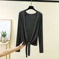 thumbnail image 1 of Uootdi Tie Front Cardigans Women Solid Color Long Sleeve Open Front Casual Loose Lightweight Soft Comfy Cover Ups Gift, 1 of 5