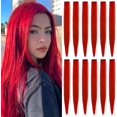 thumbnail image 1 of LAICAIW Rallonges de Cheveux Colorées de 22 Pouces, Postiche Lisse, Mèches de Fête Multicolores à Clipser, Rallonges de Cheveux Synthétiques (12 Pcs Rouge), 1 of 6