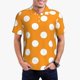 thumbnail image 1 of Balery Orange And White Polka Dot Camisa Polo de Hombre con Estampado, de Manga Corta y Tejido Medio, Camisa Tipo Golf Polo-Small, 1 of 6