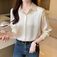 thumbnail image 2 of BUYISI Womens New style Fashion Versatile Chiffon shirt Loose Temperament Tops Champagne M, 2 of 8