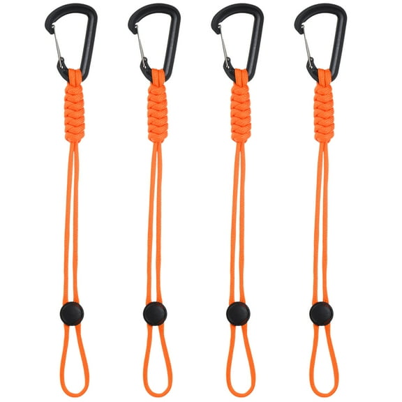 Uxcell 4-Pack Paracord Keychains with Clips, 10 Inch Braided Lanyard Strap D Ring Adjustable Buckle Backpack Accessories for Camping/Hiking/Fishing/Traveling/Outdoor [Orange]