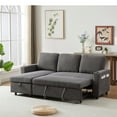 thumbnail image 7 of 78.5" Corduroy L-Shaped Convertible Combo Sofa Bed with Reversible Storage Chaise,Pull-Out Sleeper Sofabed with Side Pockets and Cup Holders for Living Room,Office,Apartment(Grey), 7 of 7