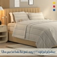 thumbnail image 3 of Color Sense 3-Piece 100% Cotton Percale Bed Sheet Set, Cool & Crisp Printed Bedding, Twin, Textured Stripe Natural, 3 of 10