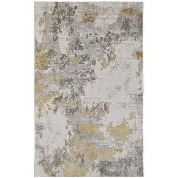 HomeRoots 511790 12 x 15 ft. Ivory Gold & Gray Abstract Stain Resistant Rectangle Area Rug