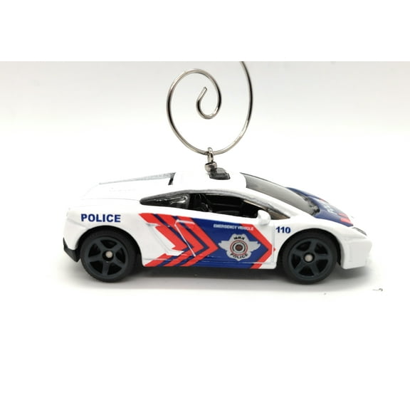 Lamborghini Gallardo Police Car Custom Christmas Ornament 1:64 Diecast White