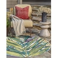 thumbnail image 5 of Unique Loom Outdoor Botanical Collection Area Rug - Jungle (10' Round Multi/Blue), 5 of 9