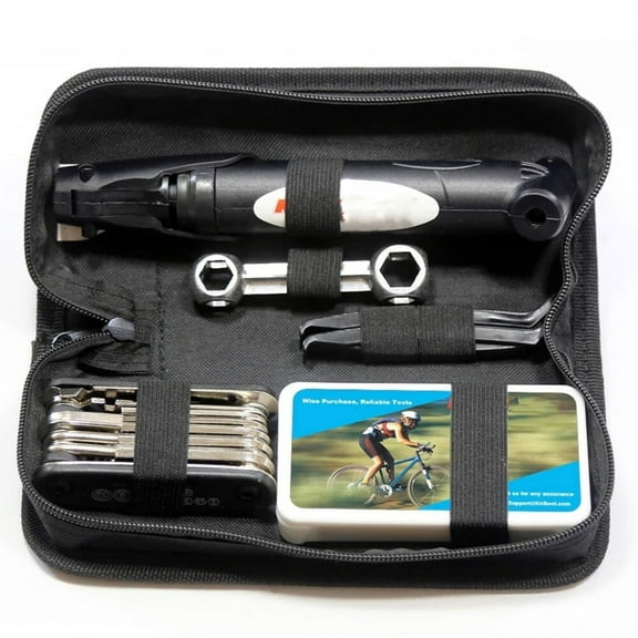 Bike Repair Bag & Bicycle Tire Pump,Tire Puncture Repair Kit,Bike Multi Tool Set,Maintain Bike Repair Tool Kit Portable Bike Bag.Safety Emergency All in One Bike Tool for Camping Travel