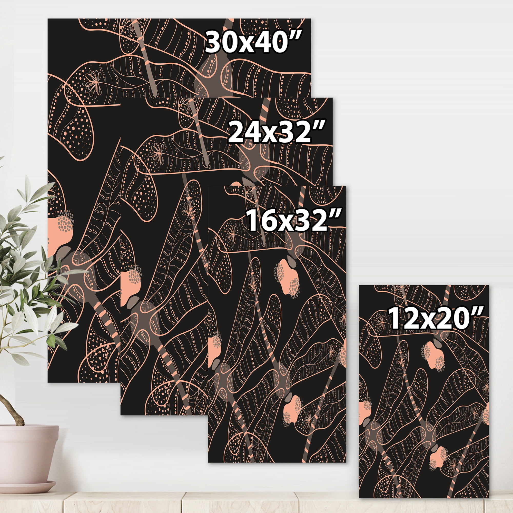 Designart ' Dragonflies With Folk Art Seamless Pattern ' Bohemian & Eclectic Canvas Wall Art Print