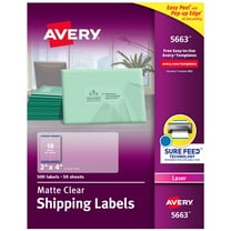 Avery Clear Shipping Labels, Sure Feed, 2" x 4", 500 Labels (5663)