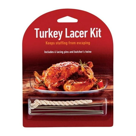 HIC Roasting Holiday Turkey Poultry Meat Lacer Kit, Cotton Butcher's Twine with Reusable Stainless Steel