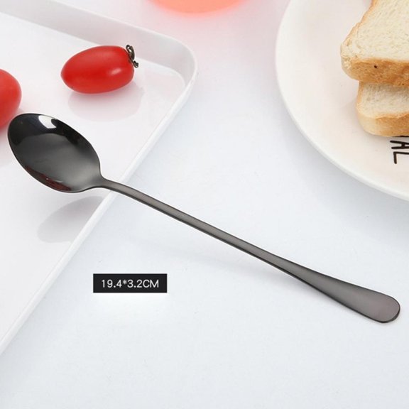 Sonbest Creative Colorful 304 Stainless Steel Soup Multi Purpose Deepened Public Spoon Tableware Ice Cream Dessert Tea Stirring Spoon Black