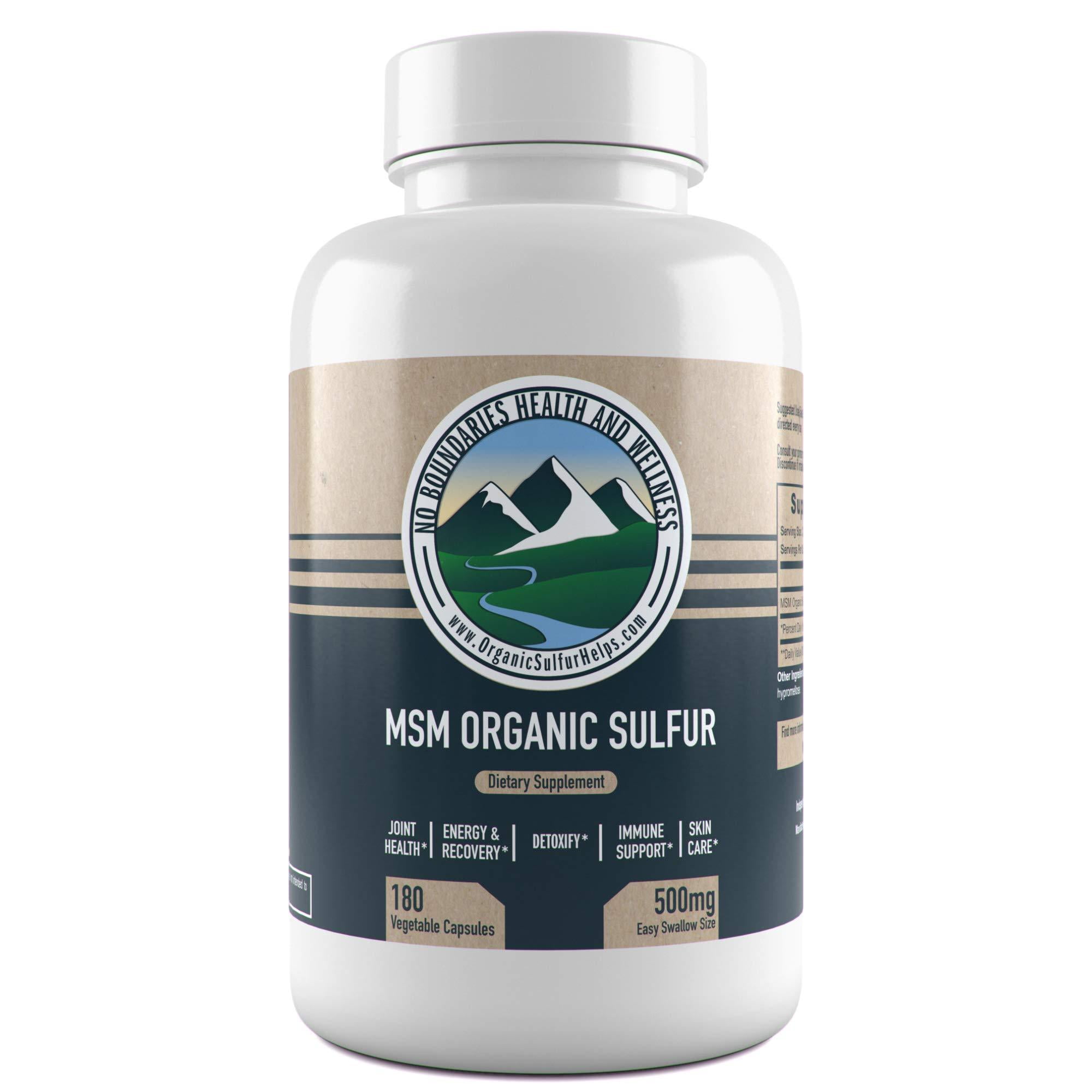 500mg MSM Organic Sulfur Capsules by No Boundaries Health and Wellness