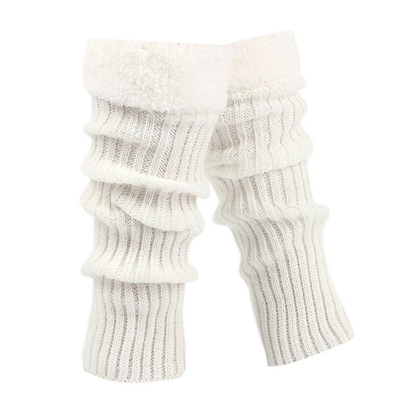 Fgnfyis Retro Knitted Leg Warmers Crochet Long Boot Socks Christmas Thickened Warm Socks for Women Adult Party Dance Yoga White One Size