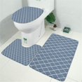 thumbnail image 2 of Blue Geometric Striped Pattern Bathroom Rugs Sets 3 Piece,Toilet Cover Set,Absorbent Non Slip Bathroom Mats Sets with U-Shaped Contour Rug Toilet Rug Set, 2 of 5