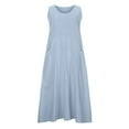 thumbnail image 4 of CHOK Robes d'Été Décontractées pour Femmes Coton Lin Sans Manches Col Rond Robe Longue Ample Fluide avec Poches, 4 of 8