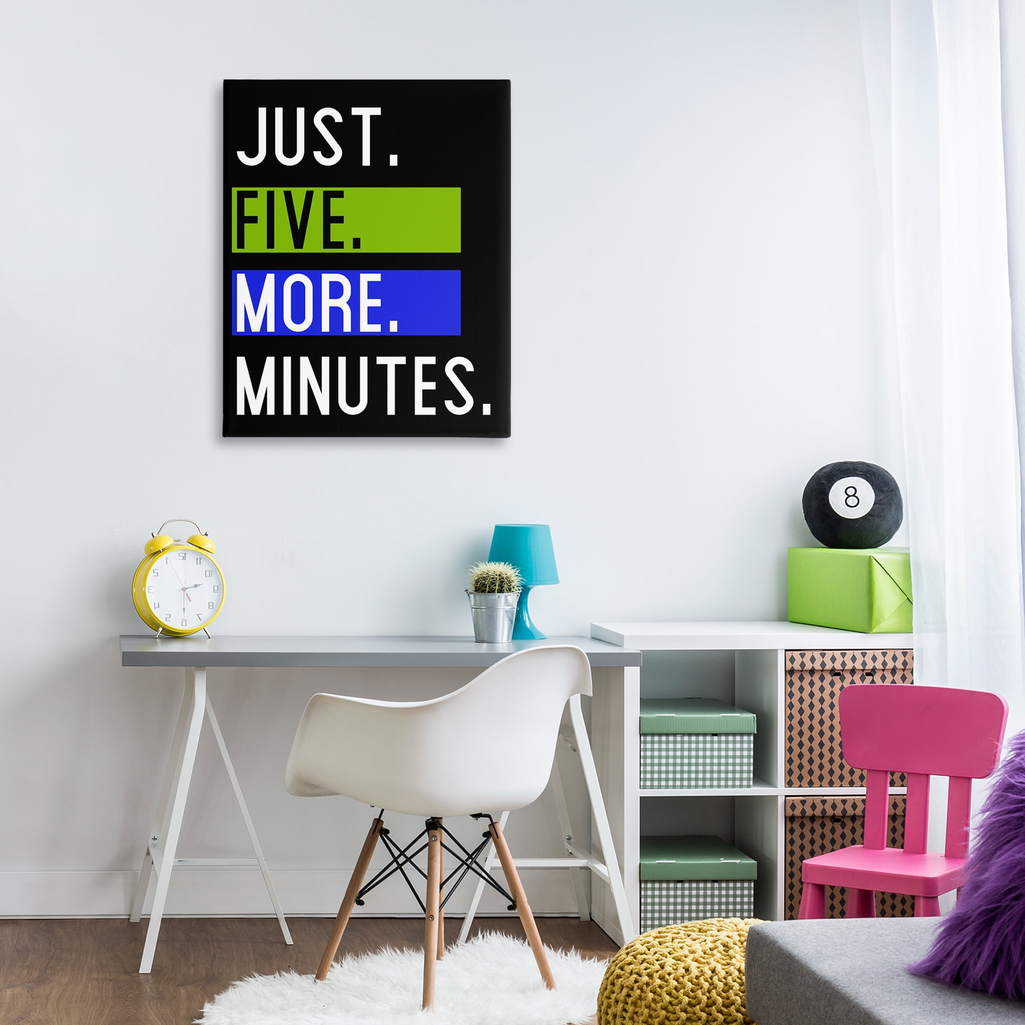 Stupell Industries Five More Minutes Typography Painting Gallery Wrapped Canvas Art Print Wall Art, 30 x 40