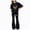 A25-Athletic Outfit Sets-Black, variant on 12Y Teen Girls Tracksuit Print Short Sleeve Tops T Shirt And Flared Trousers Teenager 2 Piece Outfits Kids Track Sets For Teen Girls Top and Flare Pants Set A25-Yellow