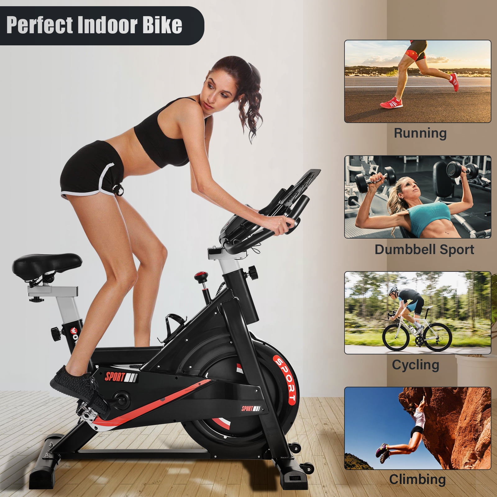 Indoor Exercise Bike Stationary Cycling Bicycle Cardio Fitness Gym Workout LCD 