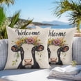 thumbnail image 4 of Outdoor Pillow Cover Flower Wreath Bull Set of 2 Waterproof Throw Pillowcases Welcome Spring Decorative Patio Furniture Pillows for Couch Garden Indoor & Outdoor Use, 4 of 9