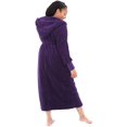 thumbnail image 2 of Women's Plush Fleece Robe with Hood, Long Warm Solid Bathrobe, 2 of 7