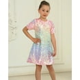 thumbnail image 5 of 2Bunnies Girls' Ombre Sequin Short Sleeve Dress, 5 of 8