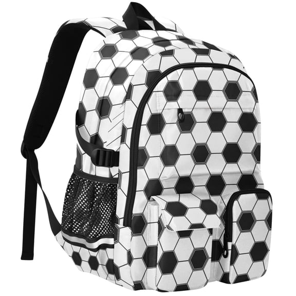 ALAZA Soccer Ball Geometric Print Student Backpack School Bookbag Large Laptop Daypack Travel Bag