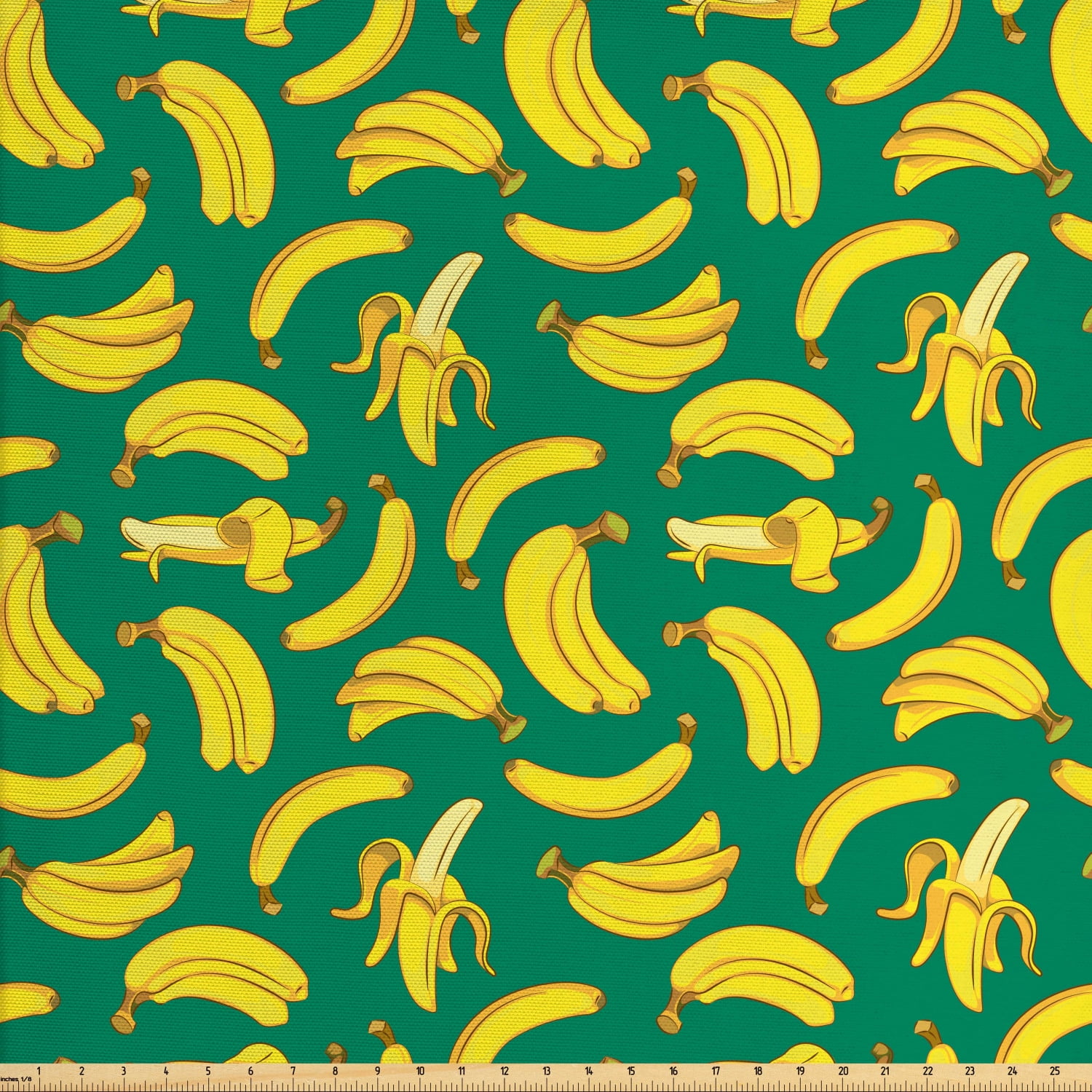 Fruits Fabric by The Yard, Digitally Generated Bananas Print Peel Fresh