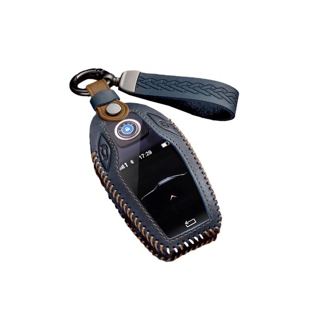 Speravity Cubierta de la llave del coche Botones de cuero Shell Protector Llavero Anti-rayado Guardia Parte Accesorios Reemplazo para Serie Automoción decorativa y accesorios Azul