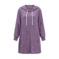 thumbnail image 6 of MaFYtyTPR Women's Mid-Length Hooded Zip Up Cardigan Drawstring Long Sleeve Casual Knit Winter Outerwear Coat with Pockets 01-Purple XXL, 6 of 6