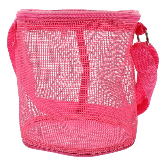 OHOIOLLA Round Mesh Design Beach Bag Rosy for Sand and Water Drainage 1Pcs 6.3X6.1X6.1in