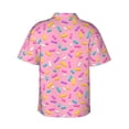 thumbnail image 3 of Kll Men'S Hawaiian Shirt Short Sleeve Button Down Beach Shirts-Pink Donut, 3 of 8