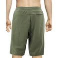 thumbnail image 2 of Men's Drawstring Elastic Waist Zipped Pockets Sport Fitness Jersey Sweat Shorts (Olive, M), 2 of 3