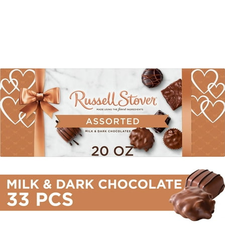 Russell Stover Valentine's Day WOW! Assorted Milk & Dark Chocolate Candy Gift Box, 20 oz.