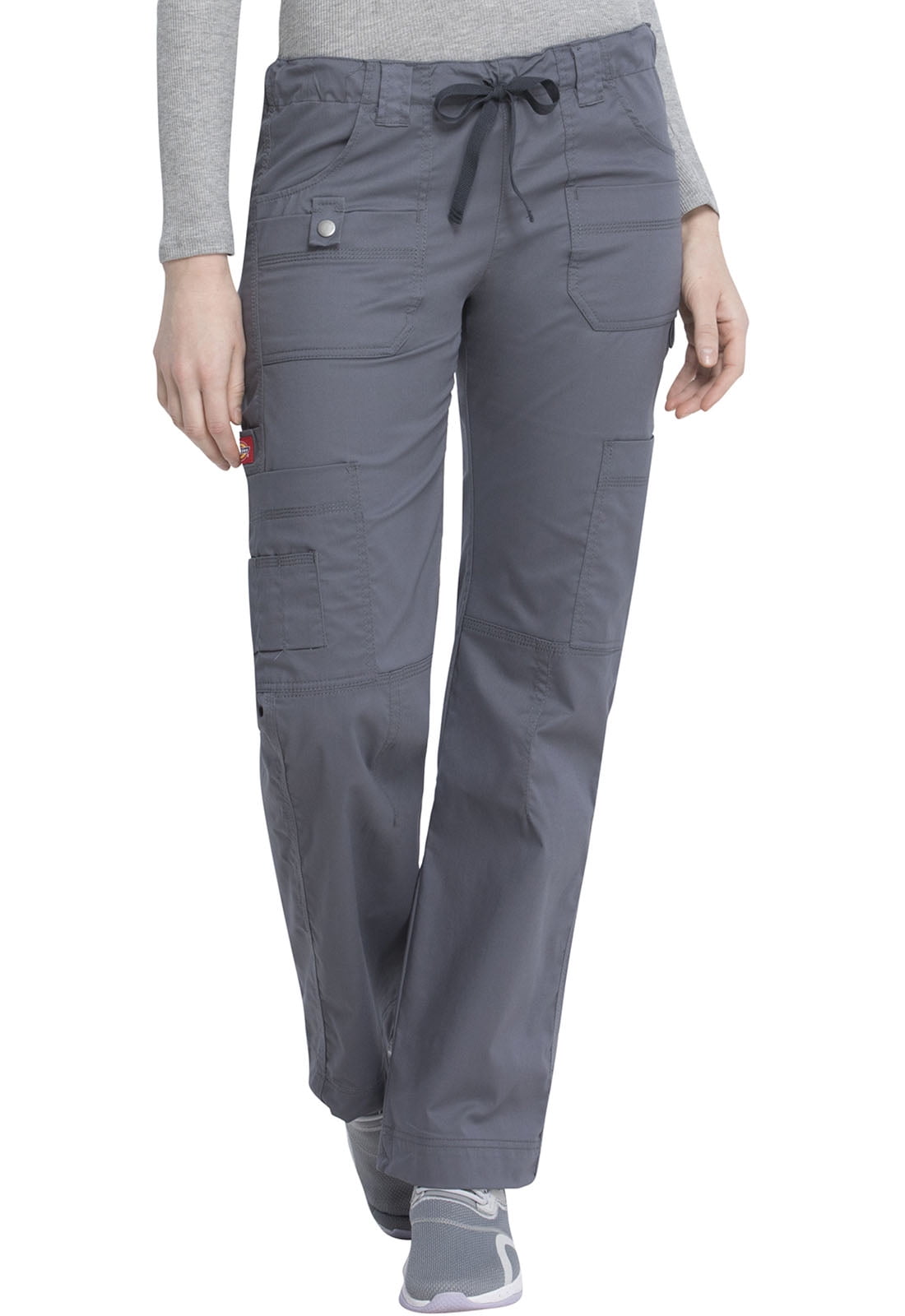 Dickies Gen Flex Medical Scrubs Pant for Women Low Rise Drawstring Cargo 857455T, M Tall, Light