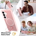 thumbnail image 3 of Asuwish Phone Case for Samsung Galaxy S26 5G Tempered Glass Screen Protector Magnetic Folding Stand Frosted Translucent Rugged Shockproof Protective Cell Cover S 26 26S 26 26S Women Men Pink, 3 of 6