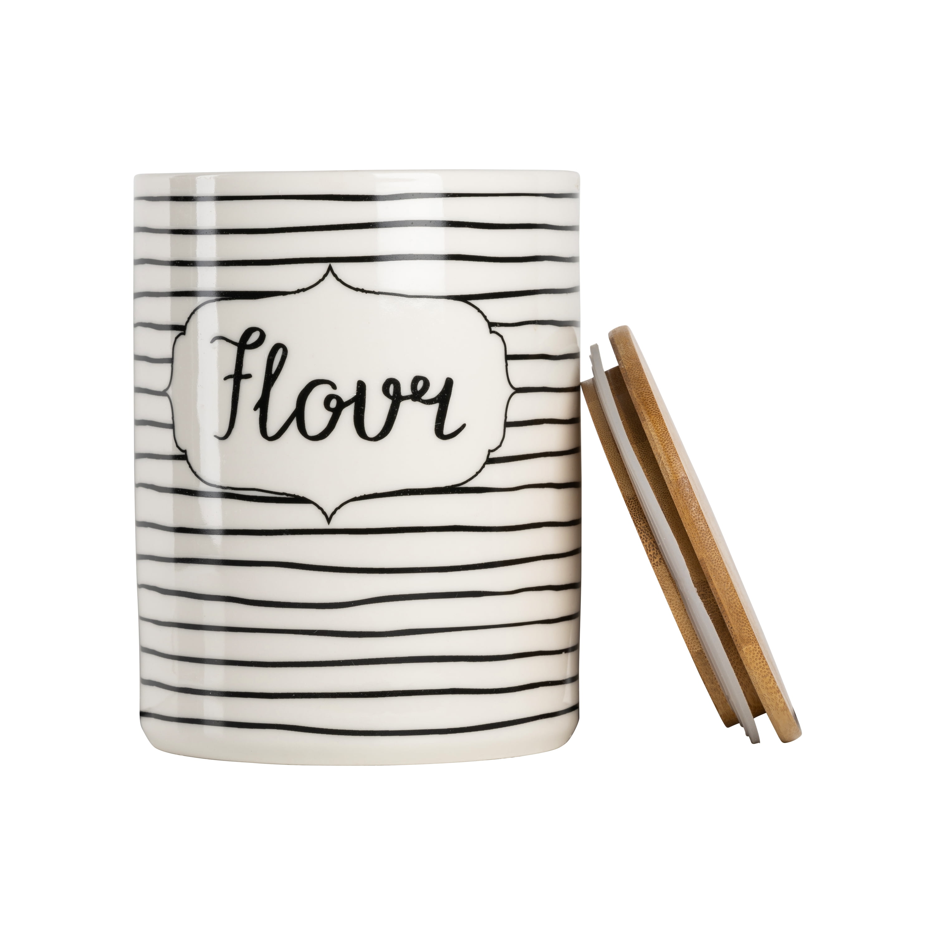 10 Strawberry Street Everyday 3 Piece Ceramic Canister Set, White/Black