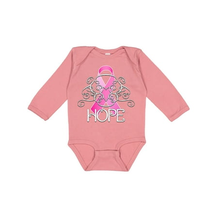 

Inktastic Hope- Pink Ribbon Breast Cancer Awareness Gift Baby Boy or Baby Girl Long Sleeve Bodysuit