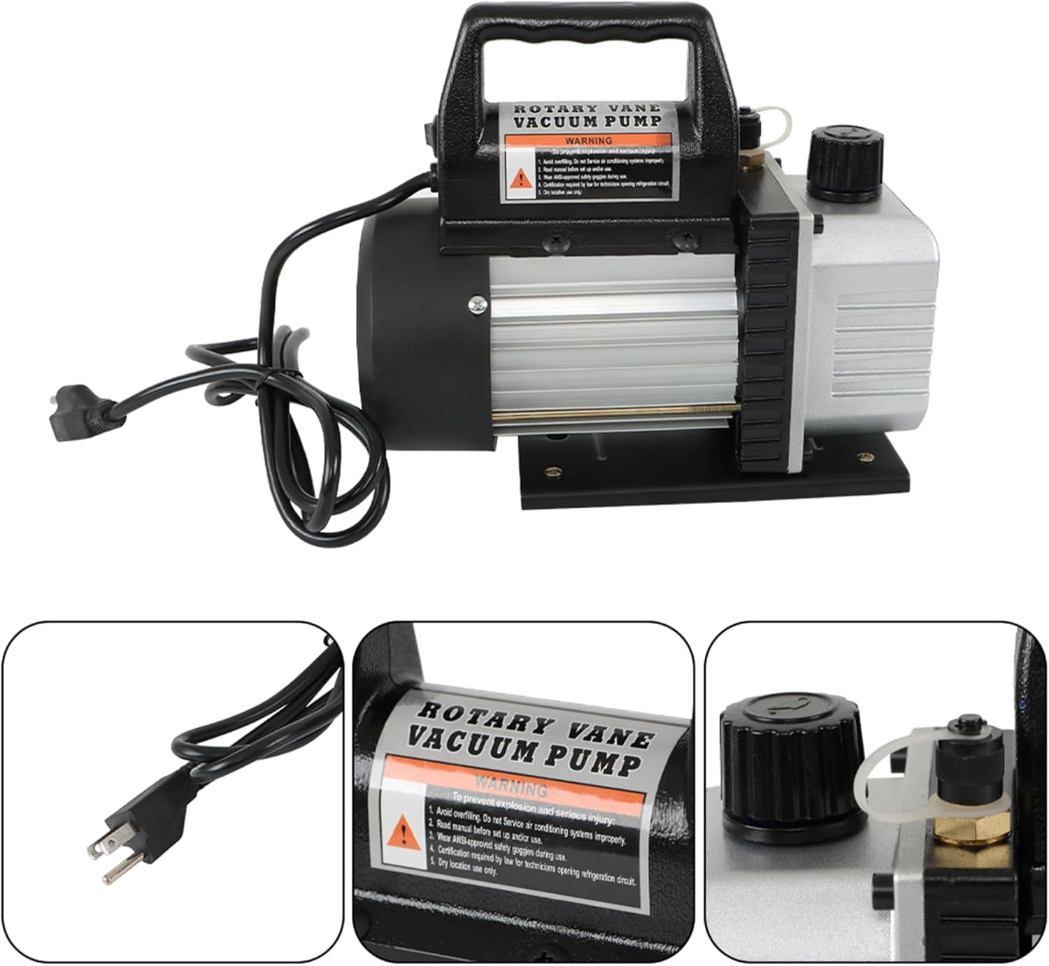 EPOTOOR 3 CFM Vacuum Pump 5pa 110V/60HZ with Manifold Gauge Set