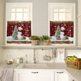 thumbnail image 4 of Winter Snowman Kitchen Window Valance and Tier Set Snowy Christmas Tree 3 Piece Rod Pocket Valances Short Curtain, Snowflake on Black Red Check Windows Treatment Curtains for Bedroom/Cafe/Bathroom, 4 of 5