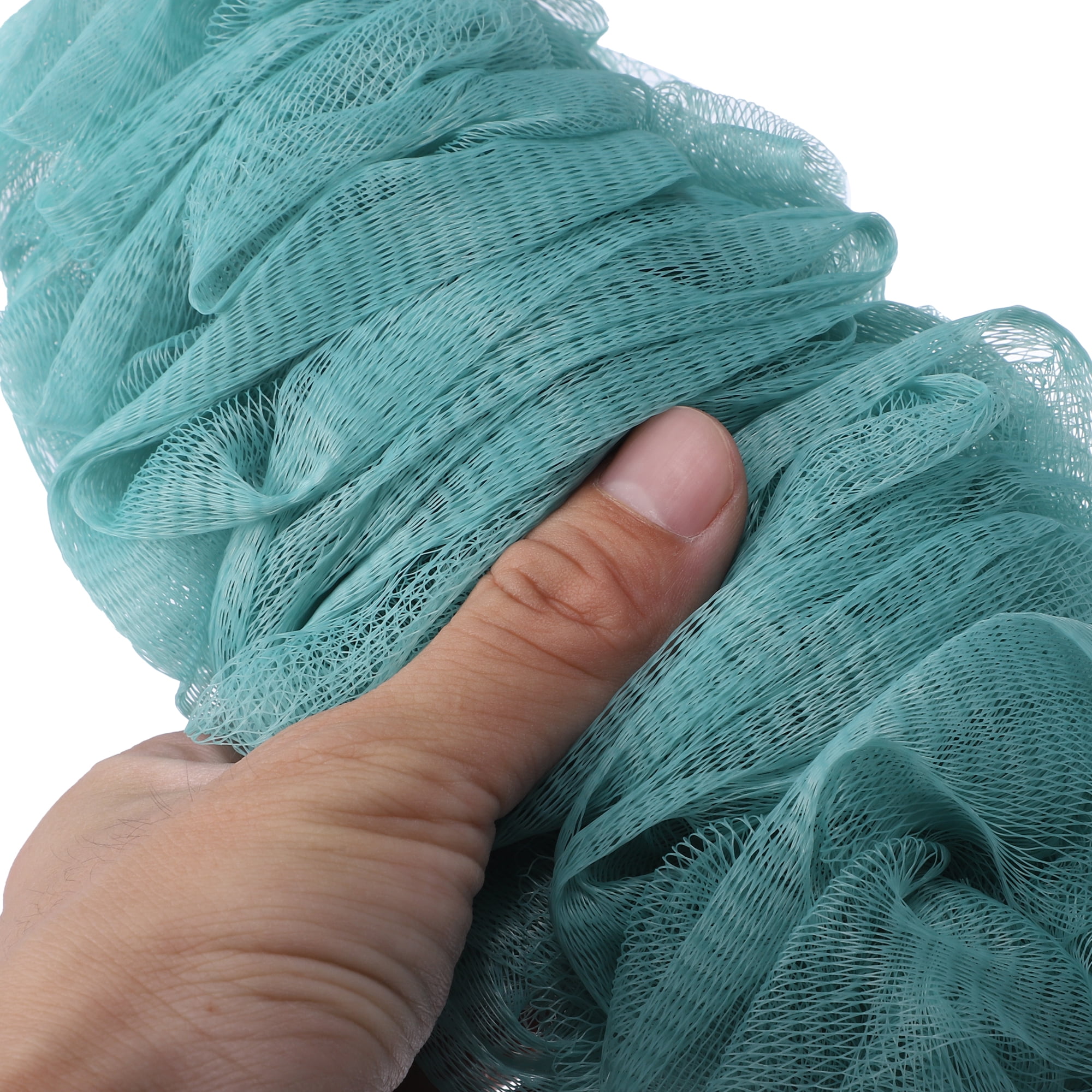 Unique Bargains 1 Pc Body Bath Brush Scrubber Loofah Shower with Long Handle PP Mesh Blue
