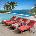thumbnail image 3 of 2-Piece Rattan Patio Chaise Lounge Set - 5-Position Adjustable Folding Recliner Chairs with Cushions & Pillows - Perfect for Poolside, Backyard, Deck, Porch, 3 of 8