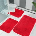 thumbnail image 4 of Kezqiaxn Clearance! Large Bathroom Rug Sets of 3, Solid Color Bath Mats Bathroom Rugs Non Slip Washable Toilet Rugs Soft Comfortable Water Absorption Thick Memory Foam Bath Mat Carpet Red, 4 of 8