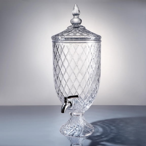 Glass Beverage Dispenser, 1.3 Gallon Drink Dispenser with Stainless Steel Spigot, Wide Mouth Beverage Server for Party, Bar