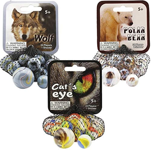 Mega Marble WOLF MARBLE NET 24 Player Marbles & 1 Shooter Marble 