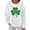 White, variant on St Patricks Day Long Sleeve Shirts for Women Plus Size Green Pullover Tops Crewneck Holiday Irish Themed Tee Shirts Ribbed Knit Holiday Blouses