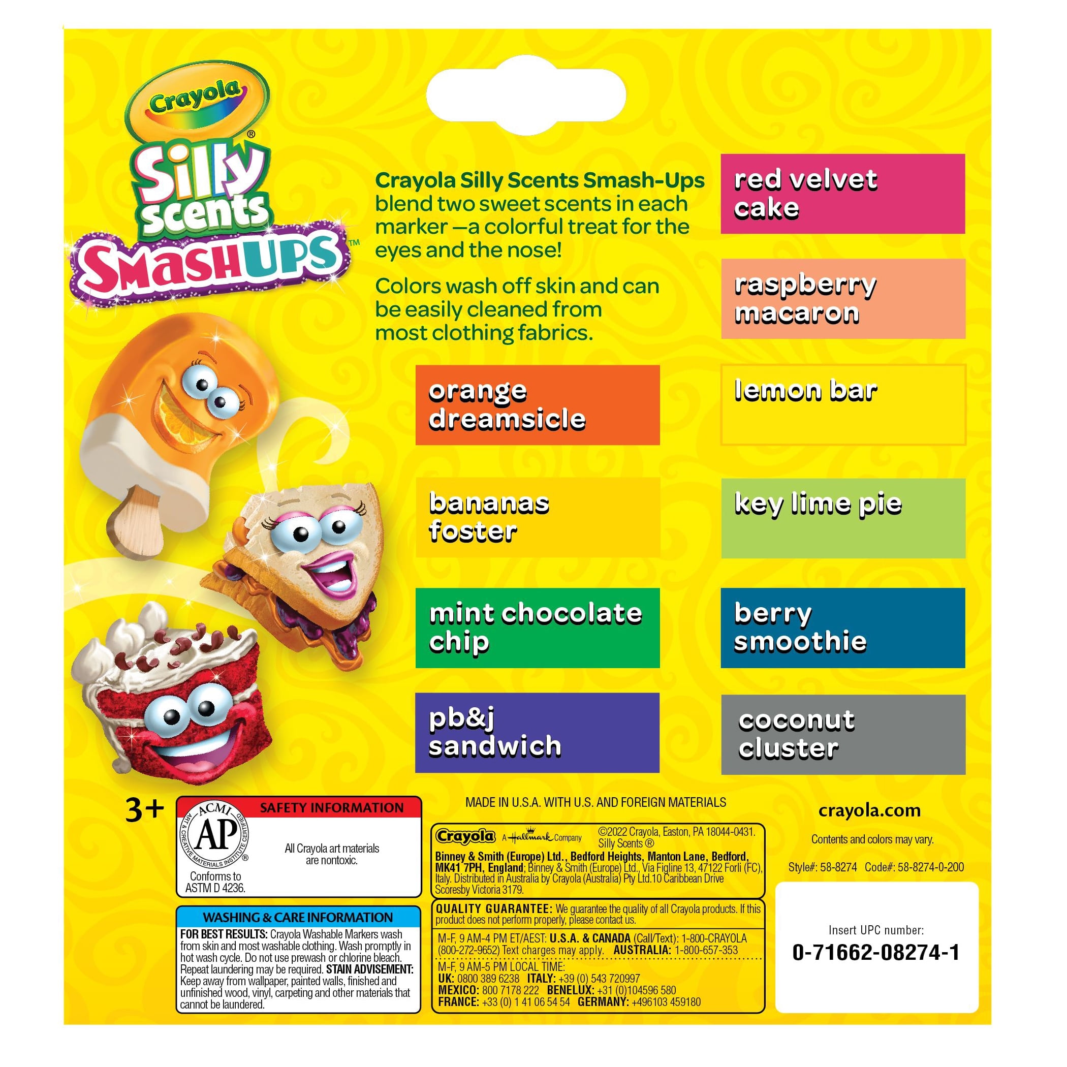 Crayola Silly Scents Smash Ups Broad Line Washable Scented Markers, 10 Per Pack, 6 Packs