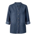 thumbnail image 4 of Luvrsol Womens Button Up Denim Shirts Long‑Sleeve Jean Blouse Casual Loose Top Coat Jacket S-2XL, 4 of 8